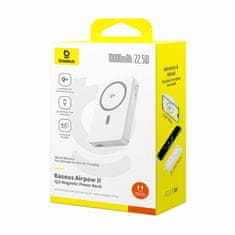 BASEUS prenosna baterija 10.000mAh 22.5W PowerBank magsafe bela Airpow2 Qi2