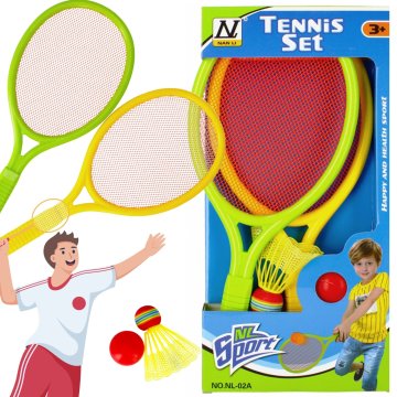 Mega Creative Otroški loparji - 2 palici + žogica + letvica - badminton, tenis, squash 3+