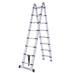 MXM 2v1 teleskopske pregibne lestve / dvokrake - 5,6 m, aluminijaste