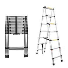 MXM Dvojne teleskopske lestve – 3,5 m + 3,5 m, aluminij