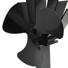 Vidaxl Ventilator za kamin na toploto s 3 krili črn