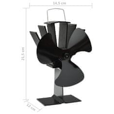 Vidaxl Ventilator za kamin na toploto s 3 krili črn