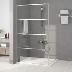 Vidaxl Pregrada za tuš srebrna 115x195 cm prozorno ESG steklo