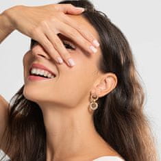 Guess Pozlačeni viseči uhani s kristali Circle Lights JUBE03166JWYGT