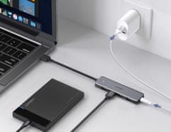 Ugreen HUB Razdelilnik USB-priključkov - 4x USB 3.2 z micro USB priključkom za napajanje, siv