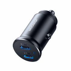 Joyroom Mini avtomobilski polnilnik za vtičnico za vžigalnik 30 W 2x USB-C kovinski črn
