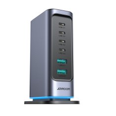 Joyroom GaN 65W EU 4x USB-C in 2x USB-A večvratna polnilna postaja – temno siva