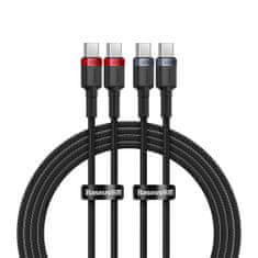 BASEUS 2x kabel Cafule USB-C - USB-C 100 W, 1 m, rdeče-črn in črno-siv