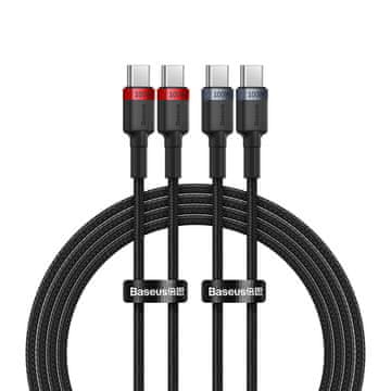 BASEUS 2x kabel Cafule USB-C - USB-C 100 W, 1 m, rdeče-črn in črno-siv