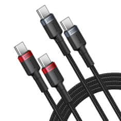 BASEUS 2x kabel Cafule USB-C - USB-C 100 W, 1 m, rdeče-črn in črno-siv