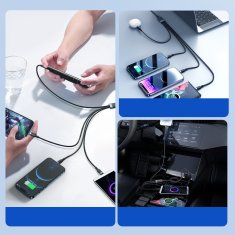 Joyroom 4v1 Kabel USB-A - USB-C 2x iPhone Lightning microUSB 1,2 m črn