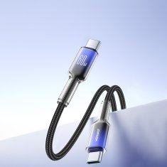 Joyroom Kabel Crystal-Clear Series 60W USB-C - USB-C 1,2 m - črn