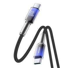 Joyroom Kabel Crystal-Clear Series 60W USB-C - USB-C 1,2 m - črn