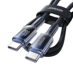 Joyroom Kabel Crystal-Clear Series 60W USB-C - USB-C 1,2 m - črn