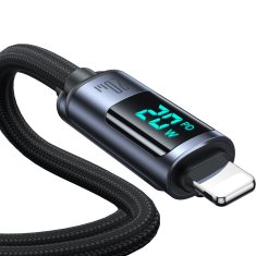 Joyroom Kabel za iPhone z LED zaslonom Lightning - USB-C 2,4 A 1,2 m črn