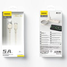 DUDAO Ojačeni kabel za iPhone SR USB-A - Lightning 5A 1 m, bež