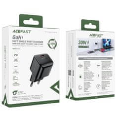 AceFast Mini omrežni polnilnik GaN PD 30 W USB-C črn