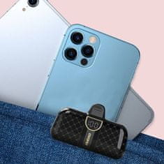 DUDAO Mini powerbank 5000mAh za telefon iPhone Lightning in USB-C - črn