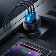 Joyroom Avtomobilski polnilnik z zaslonom 2x USB-C USB-A 30W črn