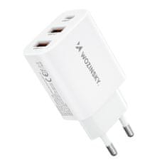 WOZINSKY Mrežni polnilnik 100–240 V, 30 W, USB-C, 2x USB-A, bel