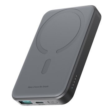 Joyroom Indukcijski powerbank 5000 mAh USB-A USB-C 20 W s kablom USB-C – črn