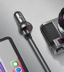 BASEUS Avtomobilski polnilnik 2x USB 4,8 A 24 W z LCD-zaslonom, siv