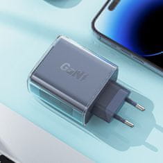 AceFast GaN omrežni polnilnik 65 W, 3 vrata, 1x USB, 2x USB-C, zelen
