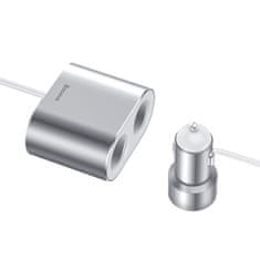 BASEUS Avtomobilski razdelilnik 2x vtičnica za vžigalnik 80W 2x USB-A 3.1A - srebrna