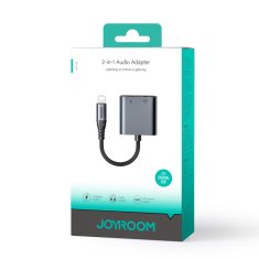 Joyroom 2v1 adapter za iPhone polnilnik + slušalke Lightning / mini jack 3,5 mm črn