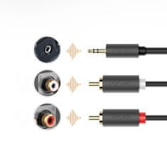 Ugreen Kabel avdio kabel 3,5 mm mini jack - 2x RCA 1,5 m črn