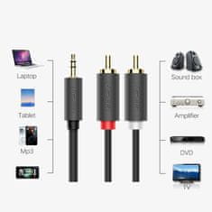 Ugreen Kabel avdio kabel 3,5 mm mini jack - 2x RCA 1,5 m črn