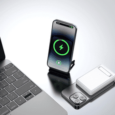 DUDAO Powerbank K14S+ 10000mAh s podstavkom 20W USB-A / USB-C / MagSafe - bela