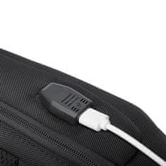 WOZINSKY Premium mestni nahrbtnik za eno ramo, protivlomni, z organizatorjem in USB - črn