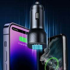 Joyroom Avtomobilski polnilnik 3,4 A z zaslonom 3x USB-A črn
