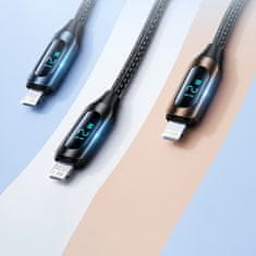 WOZINSKY Kabel za iPhone USB-A - Lightning z LED zaslonom 2,4 A, 1 m, črn