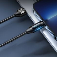 WOZINSKY Kabel za iPhone USB-A - Lightning z LED zaslonom 2,4 A, 1 m, črn