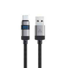 AceFast Kabel USB-A - USB-C z zaslonom 480 Mb/s 66 W 1,2 m - črn