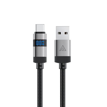 AceFast Kabel USB-A - USB-C z zaslonom 480 Mb/s 66 W 1,2 m - črn