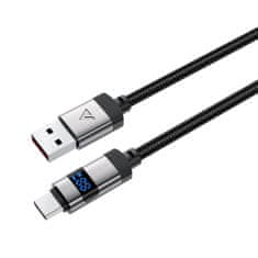 AceFast Kabel USB-A - USB-C z zaslonom 480 Mb/s 66 W 1,2 m - črn