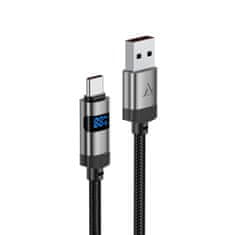 AceFast Kabel USB-A - USB-C z zaslonom 480 Mb/s 66 W 1,2 m - črn
