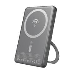 DUDAO Powerbank z MagSafe in stojalom 20 W PD 5000 mAh – siv