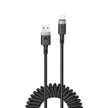 AceFast Spiralni kabel USB-A - USB-C 480 Mb/s 3 A 1,2 m - črn