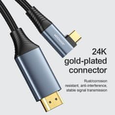 Joyroom Kabel za kotni priključek USB-C - HDMI 4K 60 Hz 2 m siv