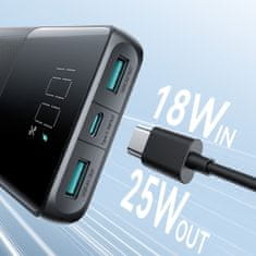 Joyroom Powerbank 10000mAh 25W 2x USB-A 1x USB-C SFC - črn