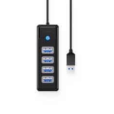 Orico Razdelilnik PW4U-U3 USB-A - 4x USB-A - črn