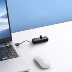 Orico Razdelilnik PW4U-U3 USB-A - 4x USB-A - črn