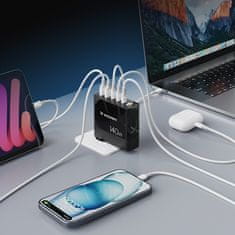 WOZINSKY Mrežni polnilnik 100–240 V GaN 140 W 3x USB-C / 2x USB-A črn