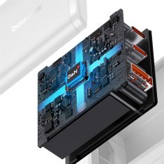 BASEUS Mrežni polnilnik GaN Cube Pro 65 W 2x USB-C USB-A bel
