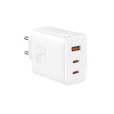 BASEUS Mrežni polnilnik GaN Cube Pro 65 W 2x USB-C USB-A bel