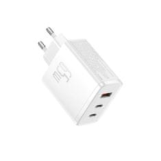 BASEUS Mrežni polnilnik GaN Cube Pro 65 W 2x USB-C USB-A bel